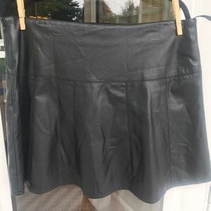 Ann Taylor black faux leather mini skirt